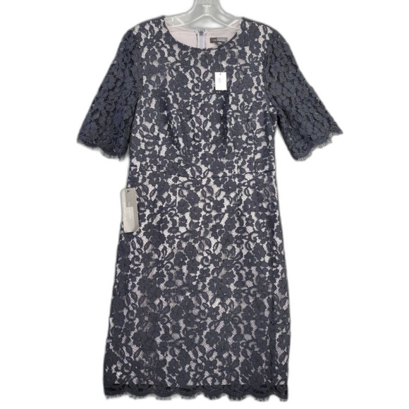 The Limited Black Dress Preppy Lace Midi Stretch Short Sleeves NEW Women Size 2 - Picture 1 of 10